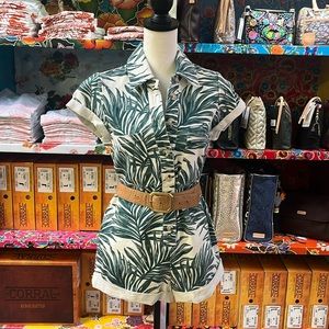 Show Me Your Mumu Palm Tree Denim Romper